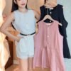 素净亚麻·排扣set [A964]