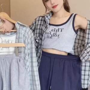 女秋格纹·休闲套装 [C399]