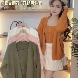 复古麻花·开衫两件套【G027】