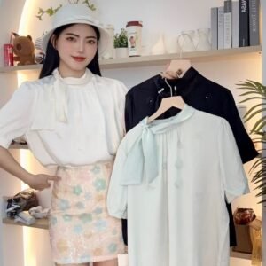 韩雅温柔·珍珠雪纺衫【G049】