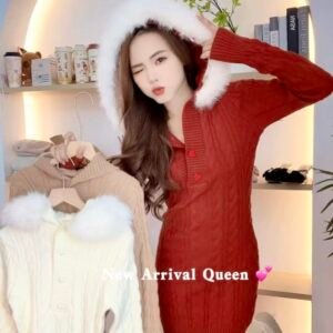 松弛感·麻花连帽毛裙 [D159]