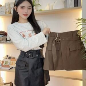 复古软皮革·工装短裙 [D223]