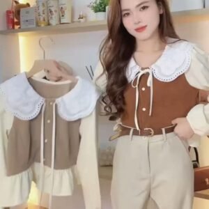 “布朗甜心”钩边领长袖 [D044]