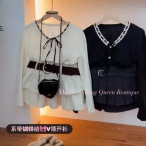 系带蝴蝶结·V领开衫 [D171]