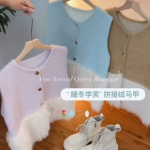 “暖冬雪芙”拼接绒马甲 [D100]