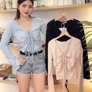 “淡颜系带”抽绳长袖 [D186]