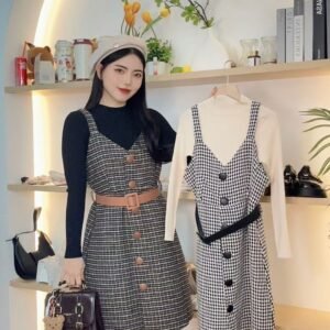 秋冬港女·背带裙套装【G184】