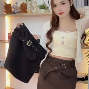 时髦叉扣·中腰裤裙 [G138]