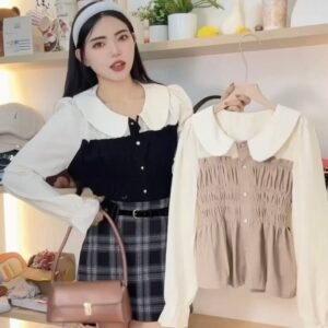 “可可布蕾”褶皱长袖衫 [D043]