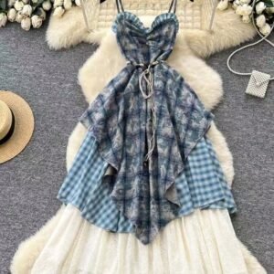 度假风·扎染不规则吊带裙 [D281]