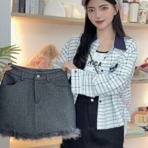 “赫本小调”拼接毛裙 [D310]