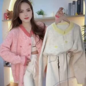 元气撞色·开衫毛衣 [G015]