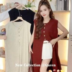 “桃雾信笺”马甲连衣裙 [D194]