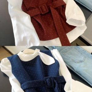 韩系波点·马甲衬衫SET [D015]