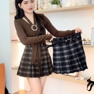 复古校园·格纹百褶裙【G143】