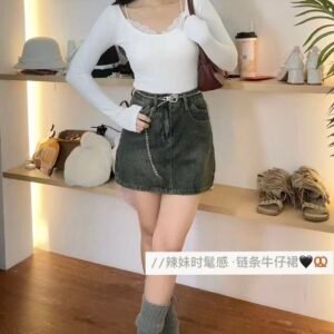 辣妹时髦感·链条牛仔裙 [G227]