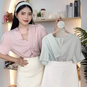 法式别致·纽结雪纺衫【G050】