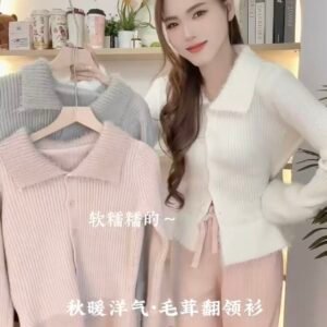 秋暖洋气·毛茸翻领衫[D071]