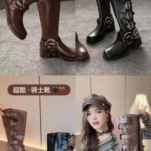 超酷钢扣骑士靴[CBK/CBR]