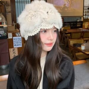 软糯☁️针织毛毛编织帽[G181]