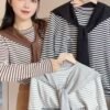 “懒人漫步”条纹披肩衫[C572]