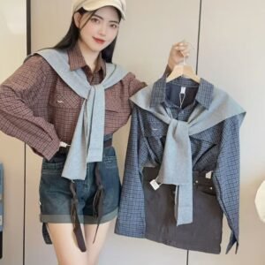 “宝藏格纹”披肩衬衫[C833]